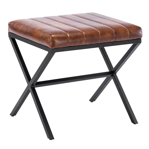 Duhome Sitzhocker Kunstleder, Polsterhocker Fußhocker Gepolstert Moderner Hocker mit Metallgestell für Schminktisch Flur Wohnzimmer Schlafzimmer, Gelb-Braun von Duhome