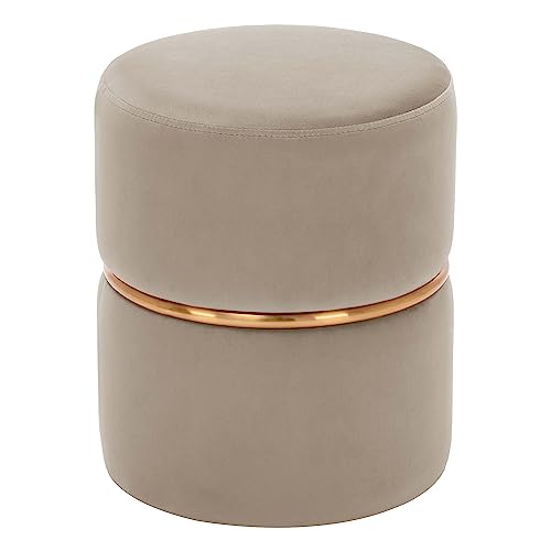 Duhome Sitzhocker Rund, Schminkhocker Samt Gepolsterter Polsterhocker Schminktisch Hocker Ottoman für Wohnzimmer Schlafzimmer Kinderzimmer, Cappuccino von Duhome