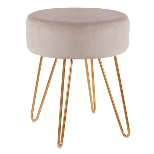 Duhome Sitzhocker Schminkhocker Samt Hocker Runder Ottoman Hocker Gepolsterter Hocker mit Metallbeine für Schminktisch Wohnzimmer Schlafzimmer, Beige Duhome Sitzhocker Schminkhocker Samt Hocker Runder Ottoman Hocker Gepolsterter Hocker mit Metallbeine für Schminktisch Wohnzimmer Schlafzimmer, Beige von Duhome