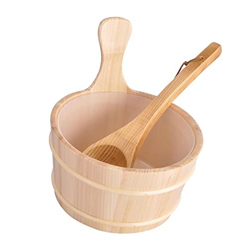 Duiaynke 4 Liter Sauna-Eimer aus Holz mit Schöpfkelle handgefertigt für Sauna, Spa, Dampfbadwerkzeug von Duiaynke