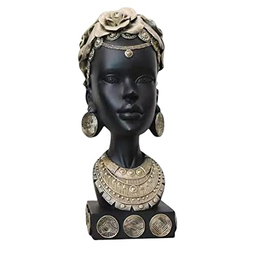 Duiaynke Afrikanische Frau Statue Kreative afrikanische weibliche Büste Kunst Skulptur Home Office Dekoration Handwerk (Gold) von Duiaynke