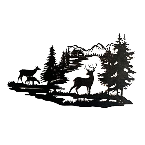 Duiaynke Metall Wandkunst Dekoration Eisen Handwerk Aushöhlen Metall Silhouette Hirsch Wanddekoration Büro Familie Szene Dekor von Duiaynke