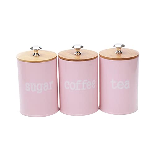 Duiaynke Metalldose für Zucker, Kaffee und Tee, 3 Stück, für Süßigkeiten, versiegelte Aufbewahrungsbox (Rosa) von Duiaynke