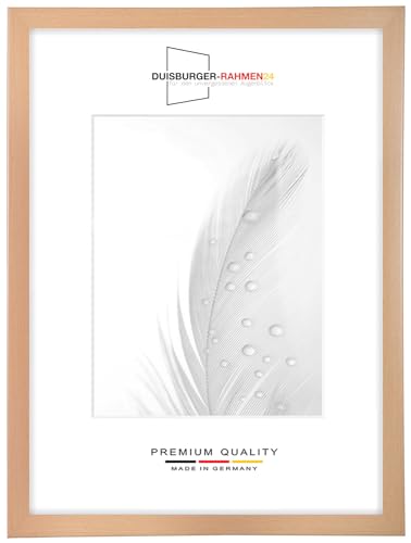 DR24 75x105 Bilderrahmen (Buche) nach Maß, 35 mm breiter MDF Holzrahmen inkl. entspiegelter Anti-Reflex Kunstglasscheibe, Stabiler Rückwand, Biegestiften und Aufhängern von Duisburger-Rahmen24