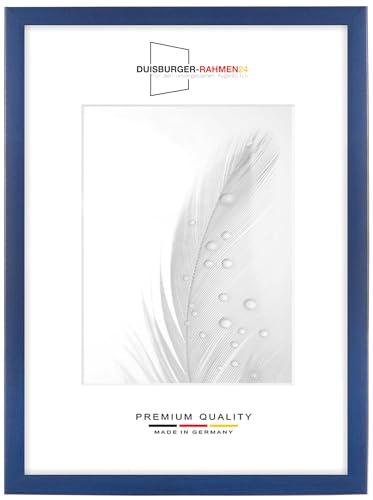 DR24 33x98 Bilderrahmen (Dunkelblau) nach Maß, 35 mm breiter MDF Holzrahmen inkl. entspiegelter Anti-Reflex Kunstglasscheibe, stabiler Rückwand, Biegestiften und Aufhängern von Duisburger-Rahmen24