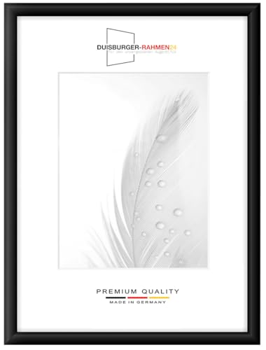 DR24 40x50 Bilderrahmen (Schwarz matt) nach Maß, 35 mm breiter MDF Holzrahmen inkl. entspiegelter Anti-Reflex Kunstglasscheibe, stabiler Rückwand, Biegestiften und Aufhängern von Duisburger-Rahmen24