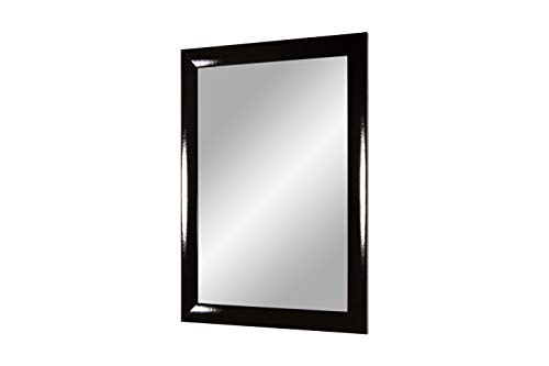 Flex 35 - Wandspiegel 100x40 cm mit Rahmen (Schwarz hochglanz), Spiegel nach Maß mit 35 mm breiter MDF-Holzleiste - Maßgefertigter Spiegelrahmen inkl. Spiegel und stabiler Rückwand mit Aufhängern von Duisburger-Rahmen24