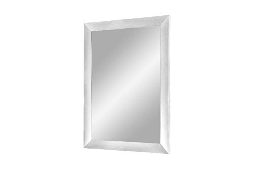 Flex 35 - Wandspiegel 100x65 cm mit Rahmen (Alu gebürstet), Spiegel nach Maß mit 35 mm breiter MDF-Holzleiste - Maßgefertigter Spiegelrahmen inkl. Spiegel und stabiler Rückwand mit Aufhängern von Duisburger-Rahmen24