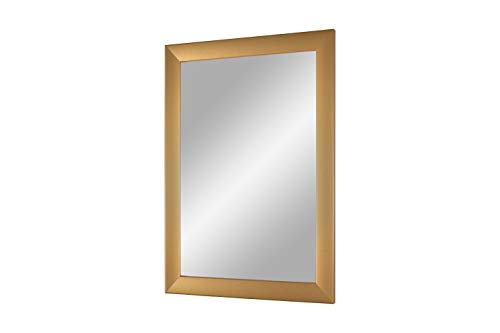 Flex 35 - Wandspiegel 30x50 cm mit Rahmen (Gold schlicht), Spiegel nach Maß mit 35 mm breiter MDF-Holzleiste - Maßgefertigter Spiegelrahmen inkl. Spiegel und stabiler Rückwand mit Aufhängern von Duisburger-Rahmen24