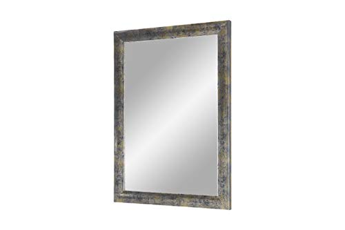 Flex 35 - Wandspiegel 45x45 cm mit Rahmen (Blau Silber Gold), Spiegel nach Maß mit 35 mm breiter MDF-Holzleiste - Maßgefertigter Spiegelrahmen inkl. Spiegel und stabiler Rückwand mit Aufhängern von Duisburger-Rahmen24