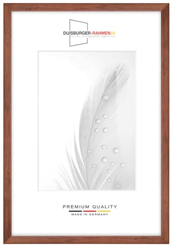 Holz Bilderrahmen Schmal 22 x 30 cm in Rustikal-Braun | inkl. bruchsicherer Anti-Reflex Kunstglasscheibe | Rahmen für Poster | Puzzle | Foto collage DR076 von Duisburger-Rahmen24