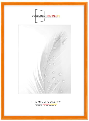 Holz Bilderrahmen Schmal 25 x 32 cm in Orange Hochglanz | inkl. bruchsicherer Anti-Reflex Kunstglasscheibe | Rahmen für Poster | Puzzle | Foto collage DR121 von Duisburger-Rahmen24