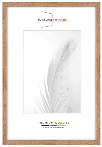 Holz Bilderrahmen Schmal 30 x 35 cm in Eiche-Rustikal | inkl. bruchsicherer Anti-Reflex Kunstglasscheibe | Rahmen für Poster | Puzzle | Foto collage DR079 von Duisburger-Rahmen24