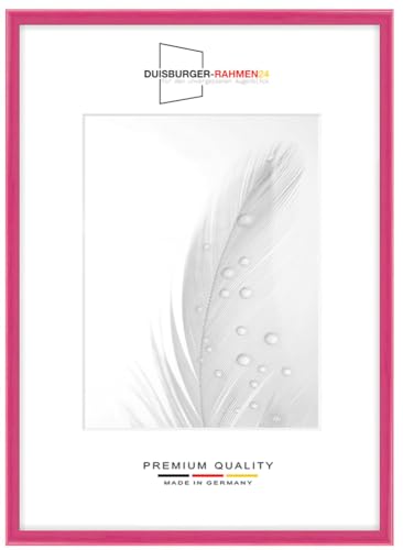 Holz Bilderrahmen Schmal 48 x 64 cm in Pink Hochglanz | inkl. bruchsicherer Anti-Reflex Kunstglasscheibe | Rahmen für Poster | Puzzle | Foto collage DR119 von Duisburger-Rahmen24