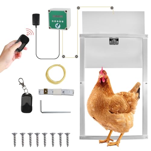 Duisrech Automatische Hühnertür mit Schieber 30 x 30 cm, Hühnerklappe mit Lichtsensor, Alu-Hühnertür mit Zeitsteuerung Manuell Hühnerstall-Tür mit Flüssigkristallanzeige für sichere Hühn von Duisrech