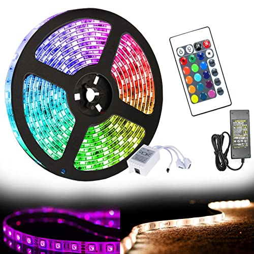 Duisrech LED Strip 1m RGB LED Streifen, 5050 Leds Strips mit 15 Farbwechsel und 4 Modi, Lichterkette mit Fernbedienung und Netzteil, Lichtband Selbstklebend, für Haus, Party, Küche von Duisrech