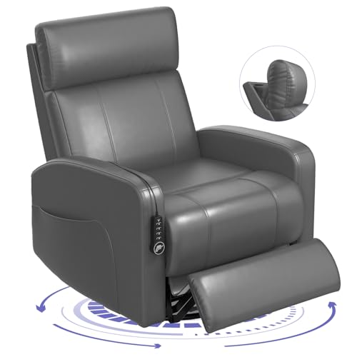 Duitrc Power Nursery Glider Relaxsessel, schwenkbare Wippe mit zweimotoriger verstellbarer Kopfstütze, 270° drehbar, USB- und Typ-C-Anschlüsse, FSC-zertifiziert, elektrischer Liegestuhl für Wohnzimmer von Duitrc