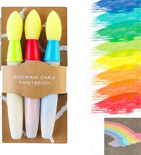 3-Piece Sidewalk Chalk Paint Brush, Sidewalk ChalkArtist Paintbrush with Liquid Chalks, Add Water to The Brush and Use Washable, Easy to Clean von Dujuanus