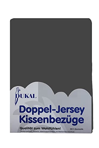 Dukal | Kissenbezug 50 x 70 cm | aus hochwertigem DOPPEL-Jersey | 100% Baumwolle | Farbe: anthrazit von Dukal