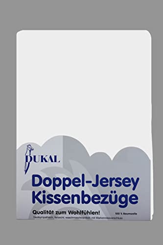 Dukal | Kissenbezug 50 x 70 cm | aus hochwertigem DOPPEL-Jersey | 100% Baumwolle | Farbe: Weiss von Dukal