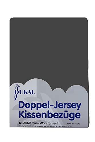 Dukal | Kissenbezug 80 x 80 cm | aus hochwertigem DOPPEL-Jersey | 100% Baumwolle | Farbe: anthrazit von Dukal