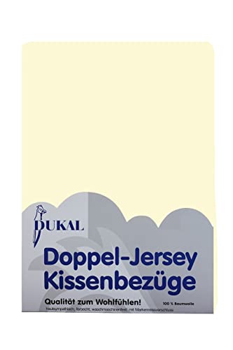 Dukal | Kissenbezug 50 x 70 cm | aus hochwertigem DOPPEL-Jersey | 100% Baumwolle | Farbe: Creme von Dukal