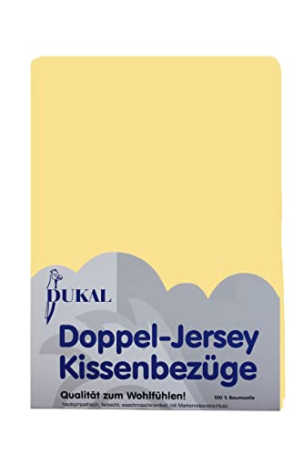 Dukal | Kissenbezug 70 x 90 cm | aus hochwertigem DOPPEL-Jersey | 100% Baumwolle | Farbe: gelb von Dukal