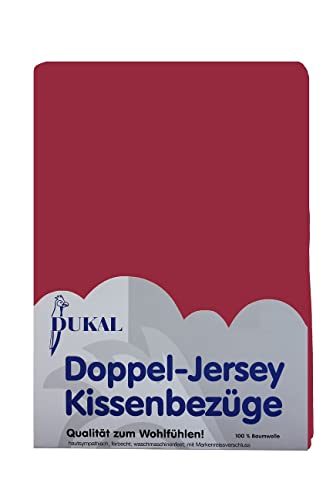 Dukal | Kissenbezug 40 x 60 cm | aus hochwertigem DOPPEL-Jersey | 100% Baumwolle | Farbe: Burgund von Dukal