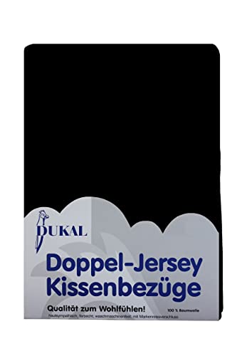 Dukal | Kissenbezug 60 x 80 cm | aus hochwertigem DOPPEL-Jersey | 100% Baumwolle | Farbe: schwarz von Dukal