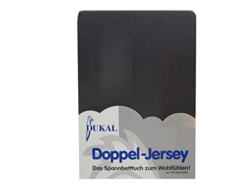 Dukal | Spannbettlaken | 140 x 200 cm | aus hochwertigem DOPPEL-Jersey | 100% Baumwolle | Farbe: anthrazit von Dukal