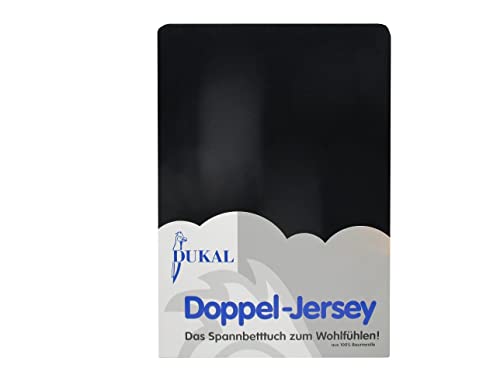 Dukal | Spannbettlaken | 140 x 200 cm | aus hochwertigem DOPPEL-Jersey | 100% Baumwolle | Farbe: schwarz von Dukal