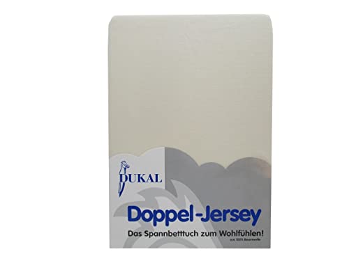 Dukal | Spannbettlaken | 180x200 – 200x200 cm | aus hochwertigem DOPPEL-Jersey | 100% Baumwolle | Farbe: Creme von Dukal