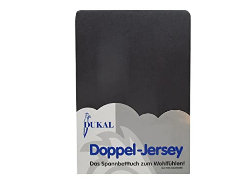 Dukal | Spannbettlaken | 180x200 – 200x200 cm | aus hochwertigem DOPPEL-Jersey | 100% Baumwolle | Farbe: anthrazit von Dukal