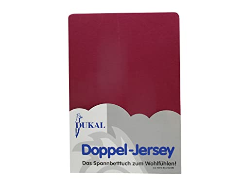 Dukal | Spannbettlaken | 90x200 – 100x200 cm | aus hochwertigem DOPPEL-Jersey | 100% Baumwolle | Farbe: Burgund von Dukal