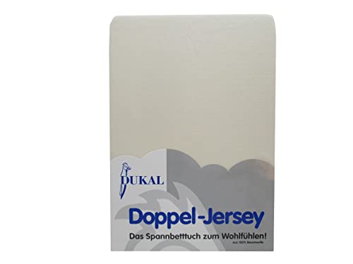 Dukal | Spannbettlaken | 90x200 – 100x200 cm | aus hochwertigem DOPPEL-Jersey | 100% Baumwolle | Farbe: Creme von Dukal