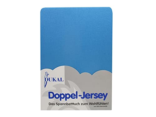 Dukal | Spannbettlaken | 90x200 – 100x200 cm | aus hochwertigem DOPPEL-Jersey | 100% Baumwolle | Farbe: Ocean–blau von Dukal