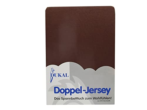 Dukal | Spannbettlaken | 90x200 – 100x200 cm | aus hochwertigem DOPPEL-Jersey | 100% Baumwolle | Farbe: braun von Dukal