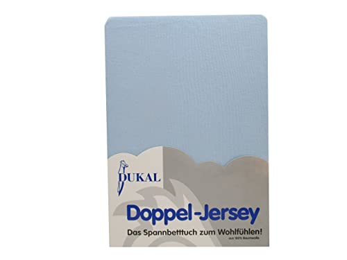 Dukal | Spannbettlaken | 90x200 – 100x200 cm | aus hochwertigem DOPPEL-Jersey | 100% Baumwolle | Farbe: ciel von Dukal