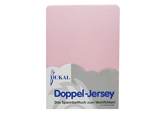 Dukal | Spannbettlaken | 90x200 – 100x200 cm | aus hochwertigem DOPPEL-Jersey | 100% Baumwolle | Farbe: rosé von Dukal