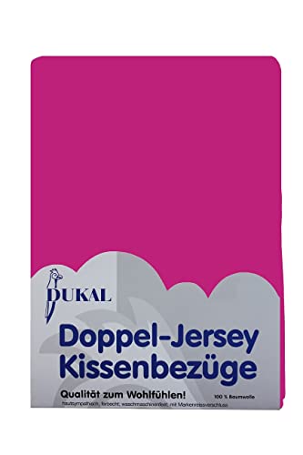 Dukal | Kissenbezug 40 x 60 cm | aus hochwertigem DOPPEL-Jersey | 100% Baumwolle | Farbe: Fuchsia von Dukal