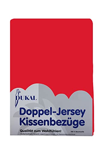 Dukal | Kissenbezug 40 x 60 cm | aus hochwertigem DOPPEL-Jersey | 100% Baumwolle | Farbe: rot von Dukal