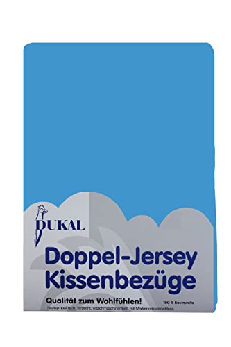 Dukal | Kissenbezug 60 x 80 cm | aus hochwertigem DOPPEL-Jersey | 100% Baumwolle | Farbe: Ocean-blau von Dukal