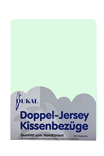 Dukal | Kissenbezug 80 x 80 cm | aus hochwertigem DOPPEL-Jersey | 100% Baumwolle | Farbe: Mint von Dukal