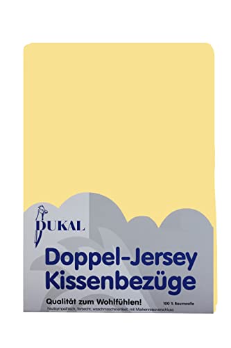 Dukal | Kissenbezug 80 x 80 cm | aus hochwertigem DOPPEL-Jersey | 100% Baumwolle | Farbe: gelb von Dukal