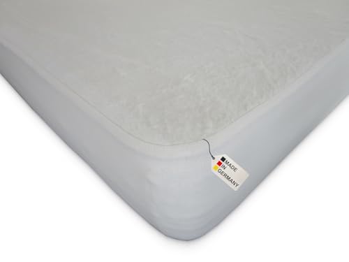 Dukal | Molton-Spannauflage | 90 x 220 cm | aufzuziehen wie EIN Spannbettlaken (für den perfekten Halt) | aus hochwertigem Kalmuck-Molton | 100% Baumwolle | Gewicht ca. 440g/m² | Made In Germany von Dukal