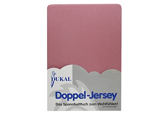 Dukal | Spannbettlaken | 120x200 – 130x200 cm | aus hochwertigem DOPPEL-Jersey | 100% Baumwolle | Farbe: Altrosa von Dukal
