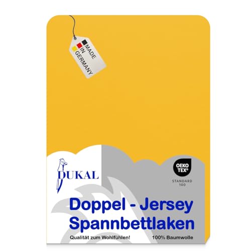 Dukal | Spannbettlaken | 140 x 200 cm | aus hochwertigem DOPPEL-Jersey | 100% Baumwolle | Farbe: Gold von Dukal
