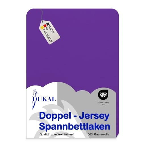 Dukal | Spannbettlaken | 140 x 200 cm | aus hochwertigem DOPPEL-Jersey | 100% Baumwolle | Farbe: lila von Dukal
