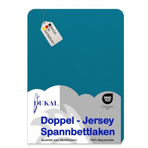 Dukal | Spannbettlaken | 140 x 200 cm | aus hochwertigem DOPPEL-Jersey | 100% Baumwolle | Farbe: petrol von Dukal