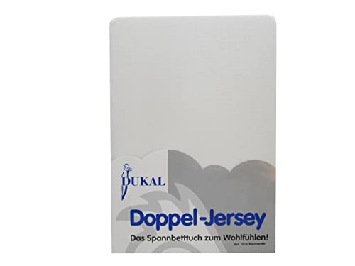 Dukal | Spannbettlaken | 160 x 200 cm | aus hochwertigem DOPPEL-Jersey | 100% Baumwolle | Farbe: perlweiss von Dukal